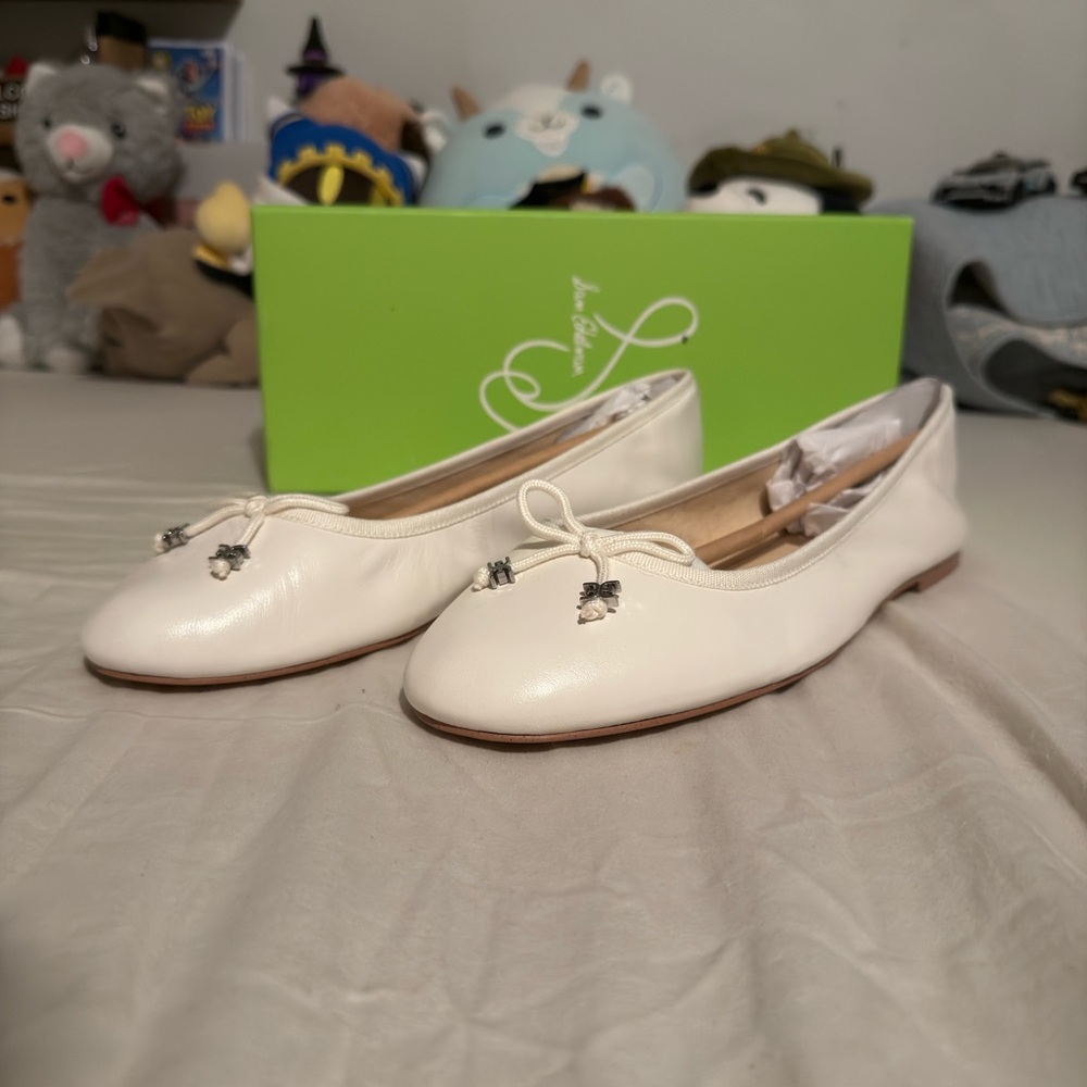 Sam Edelman - Felicia Luxe Ballet Flats - White Leather - Size 10.5